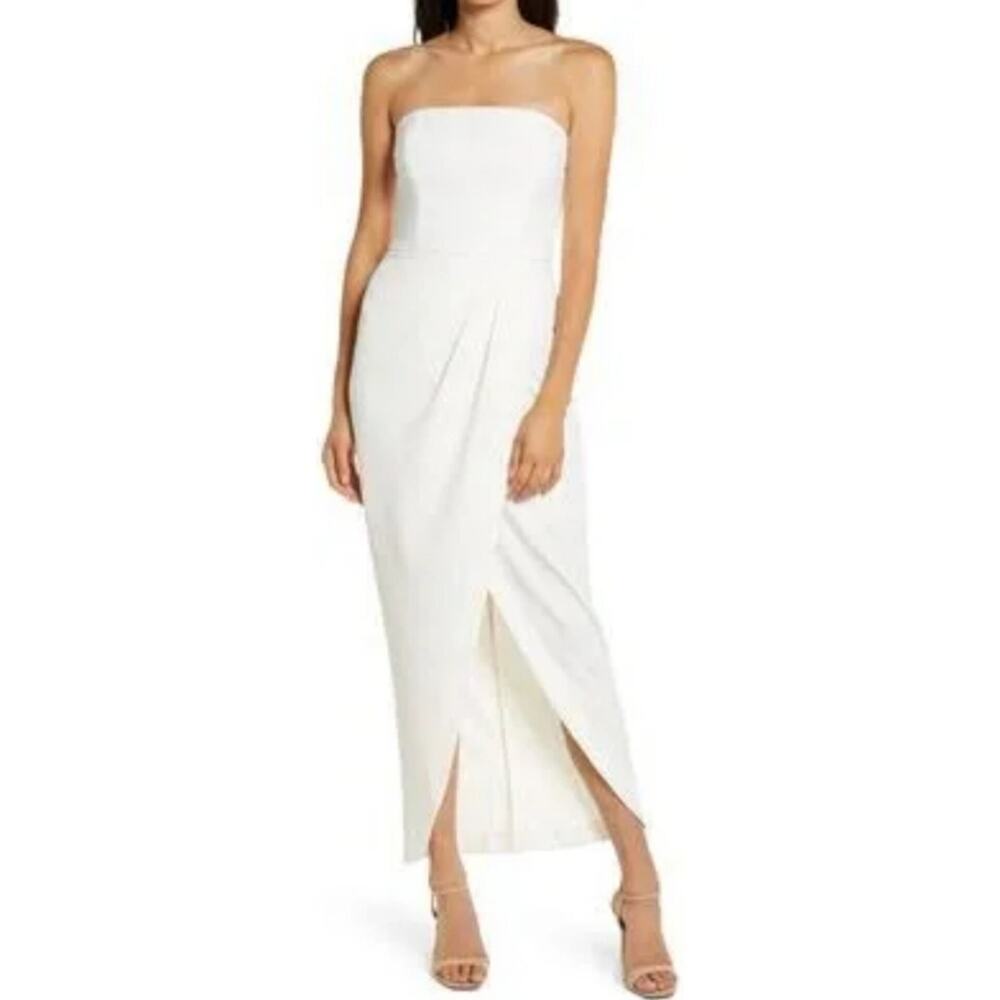 WAYF The Angelique Strapless Tulip Gown Size Small S White Classic Summer Party
